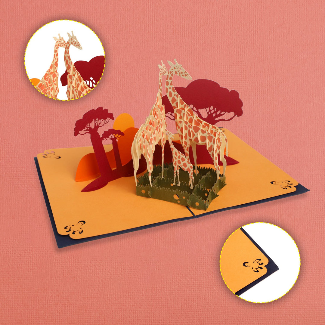 Giraffe Family Pop Up Card