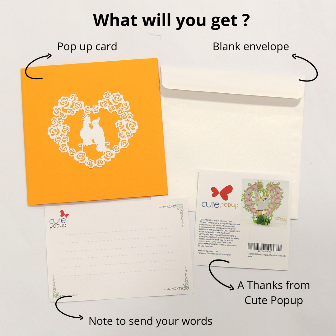 Romantic Cockatoo Couple Pop Up Card