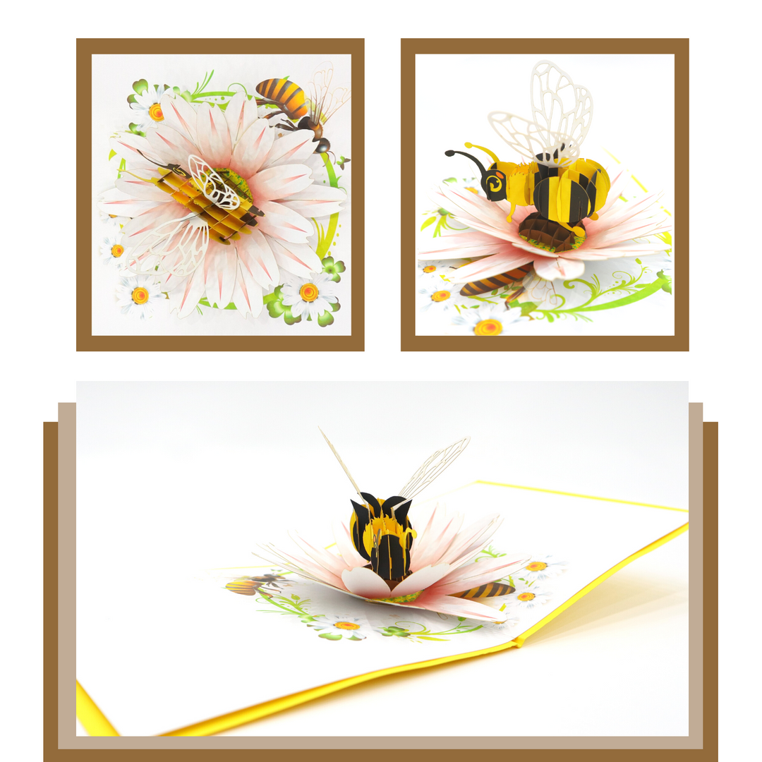 Honey bee with Daisy Flower Pop Up Card