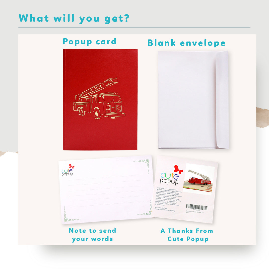 Fire Truck Popup Card