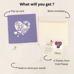 Load image into Gallery viewer, Kissing Couple on Purple Heart Wisteria Pop Up Card
