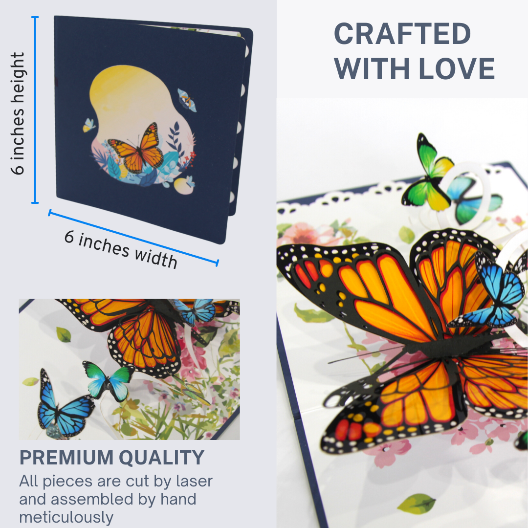 Colorful Monarch Butterflies Pop Up Card