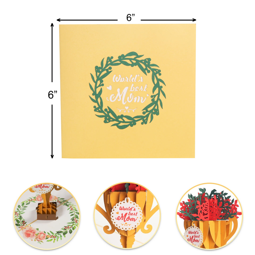 World Best Mom Trophy Pop Up Card