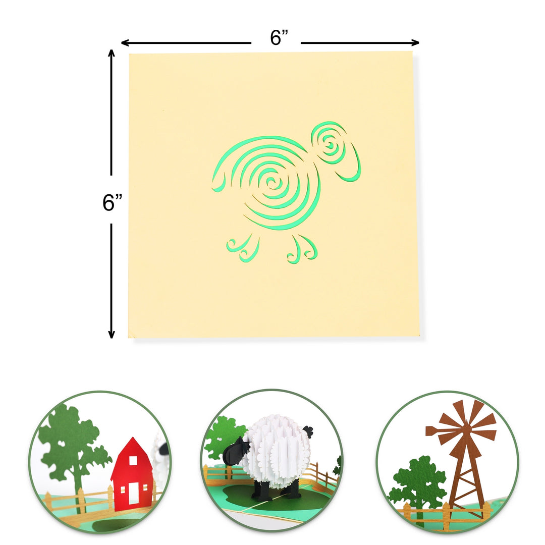 Lamb in Farm Pop Up Card