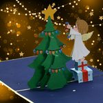 Load image into Gallery viewer, Angel and Christmas Tree Pop Up Card

