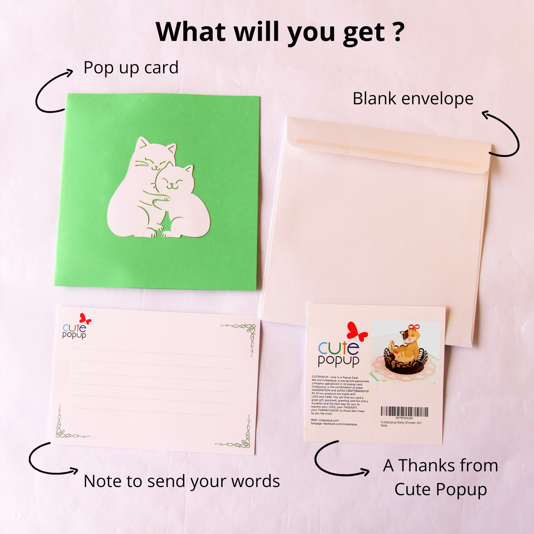 Baby and Mom Kitten Pop Up Card