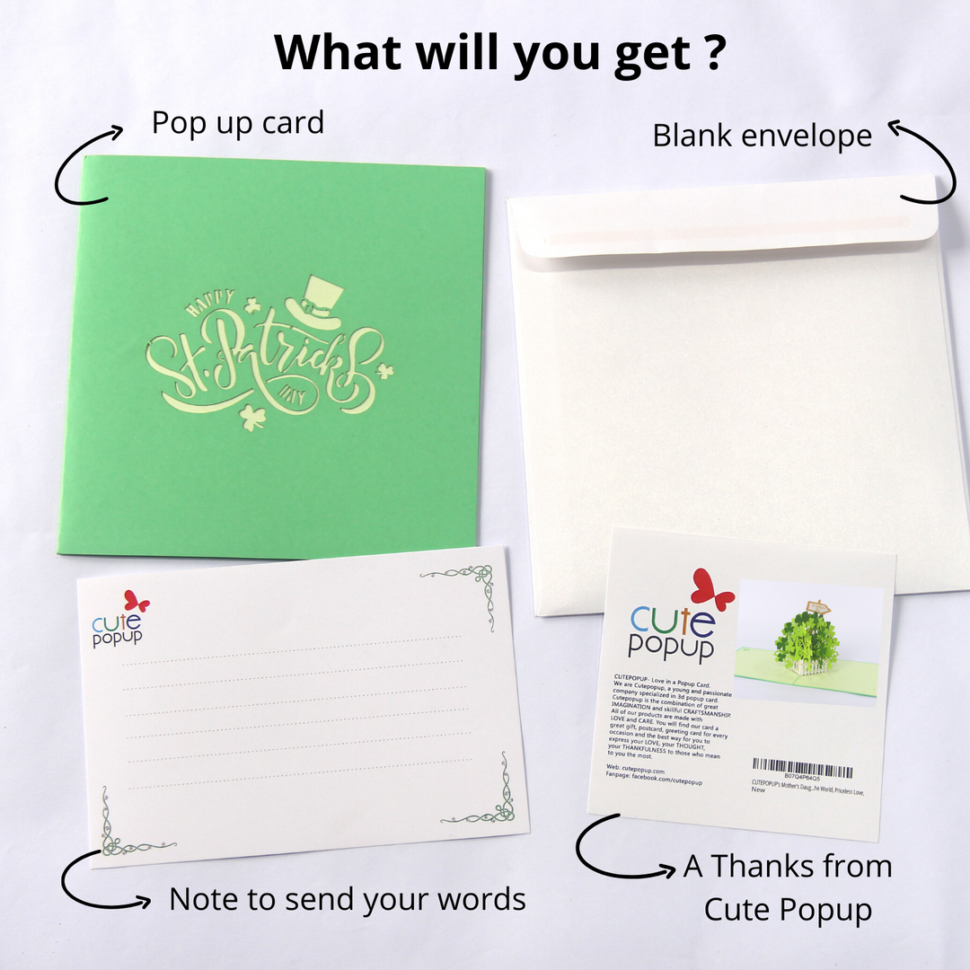 St Patricks Day Green Shamrock Pop Up Cards