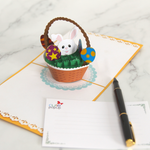 Load image into Gallery viewer, Basket and Funny Face Bunny Easter&#39;s Day Pop Up Card