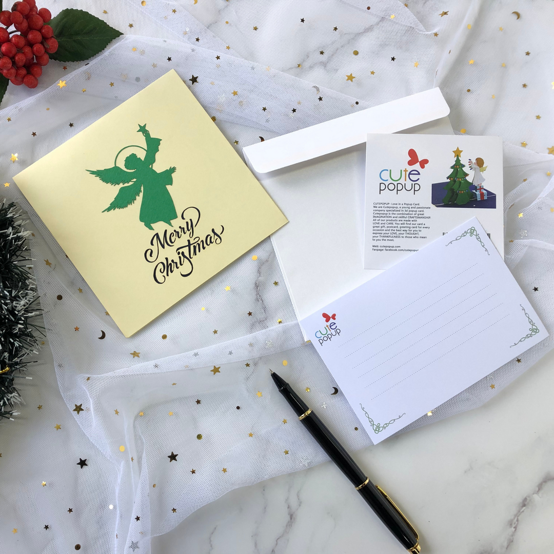 Angel and Christmas Tree Pop Up Card