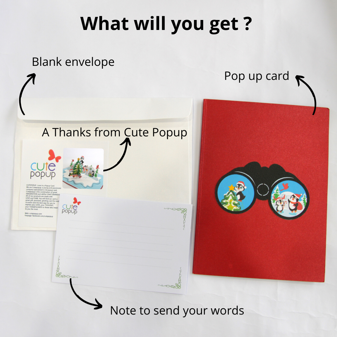 Adorable Penguin and Christmas Tree Pop Up Card