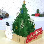Load image into Gallery viewer, Snowman &amp; Christmas Tree Pop Up Card