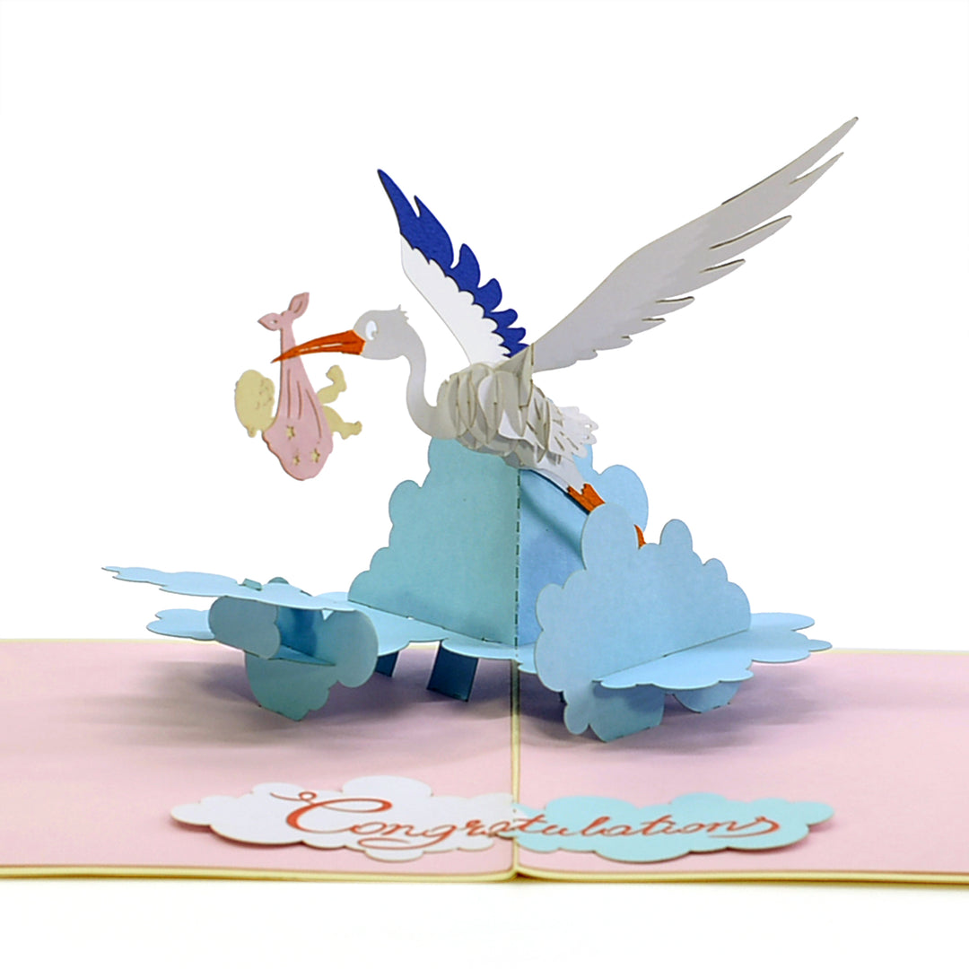 Stork Delivering Baby Pop Up Card