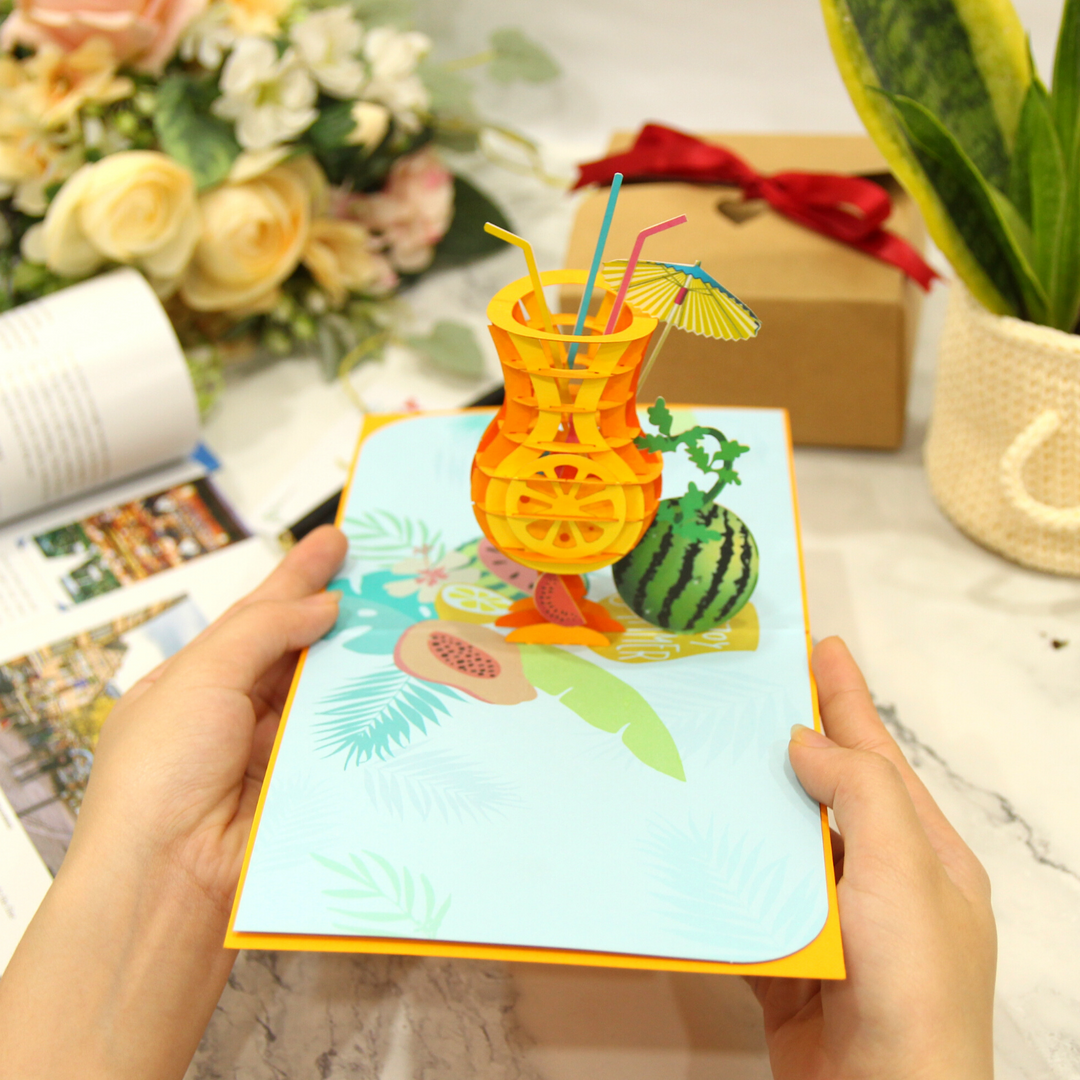 Tropical Drink Watermelon Lemon Pop Up Card