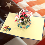 Load image into Gallery viewer, Flower Basket with America Flag Pop Up Card
