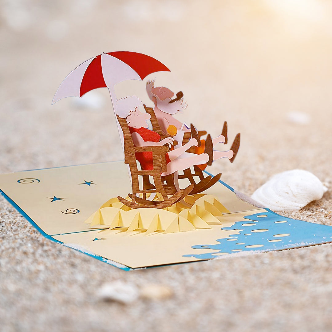 Romantic Grandparents on Beach Pop Up Card