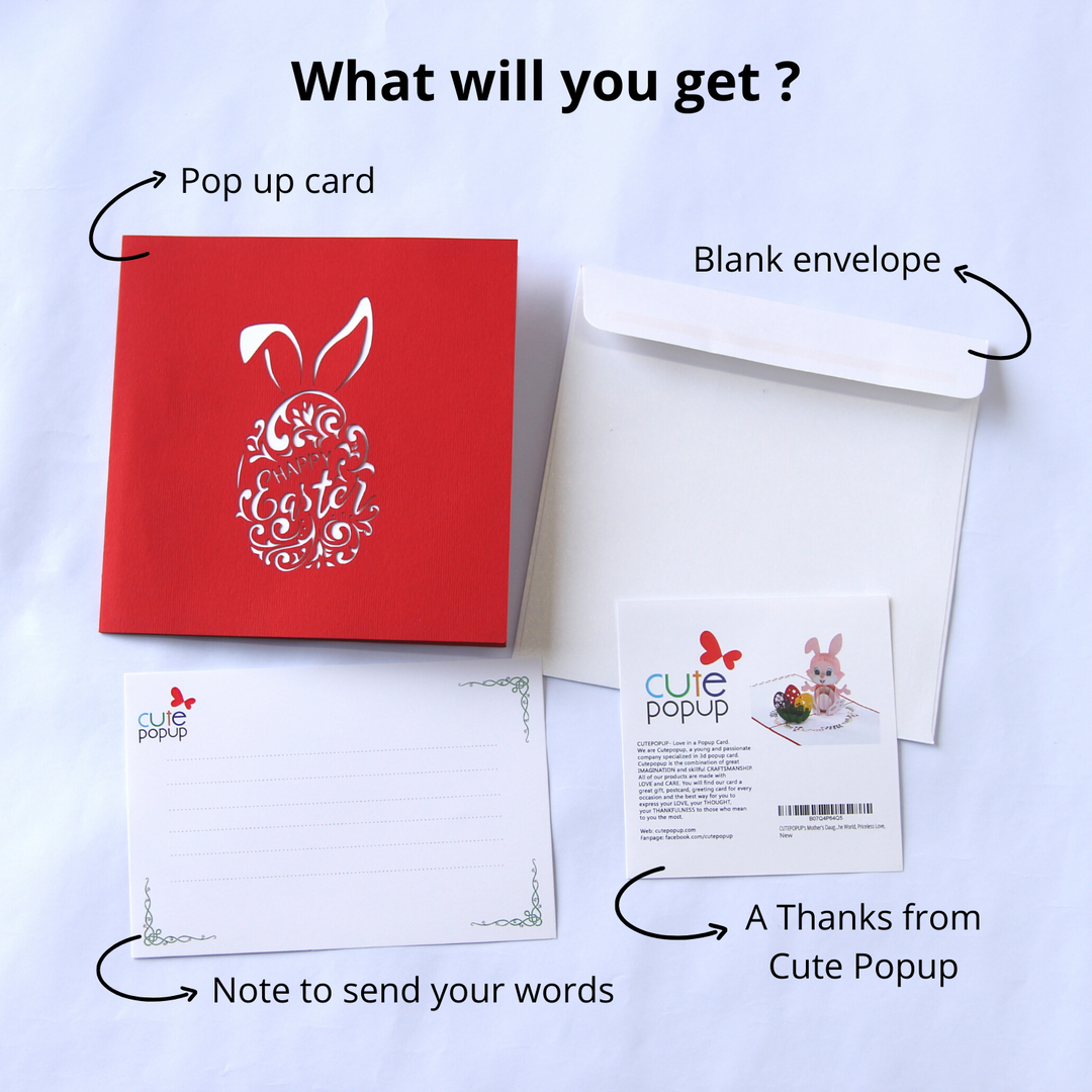 Pink Bunny with Egg Easter's Day Pop Up Card