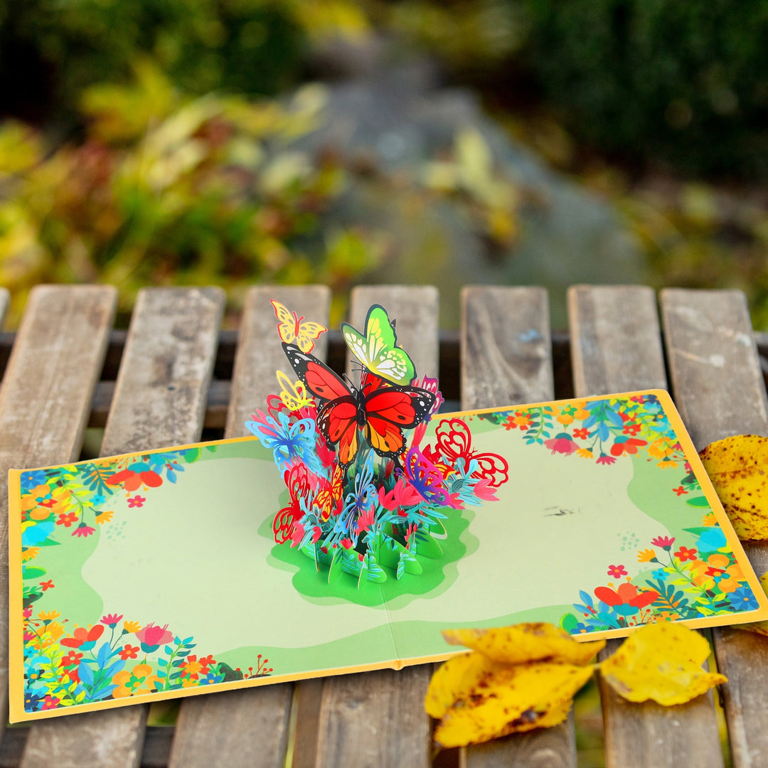Colorful Butterflies and Floral Pop Up Card