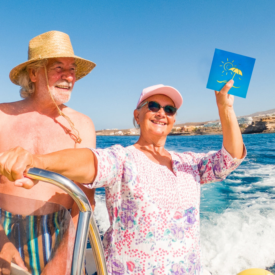 Romantic Grandparents on Beach Pop Up Card