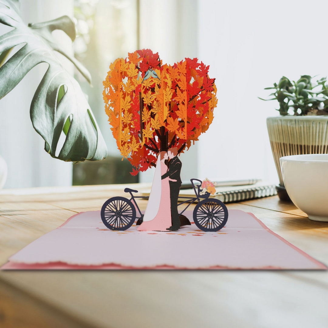Romantic Wedding With Heart Tree Pop Up Card