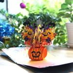 Load image into Gallery viewer, Sunflowers Pumpkin Halloween Pop Up Card
