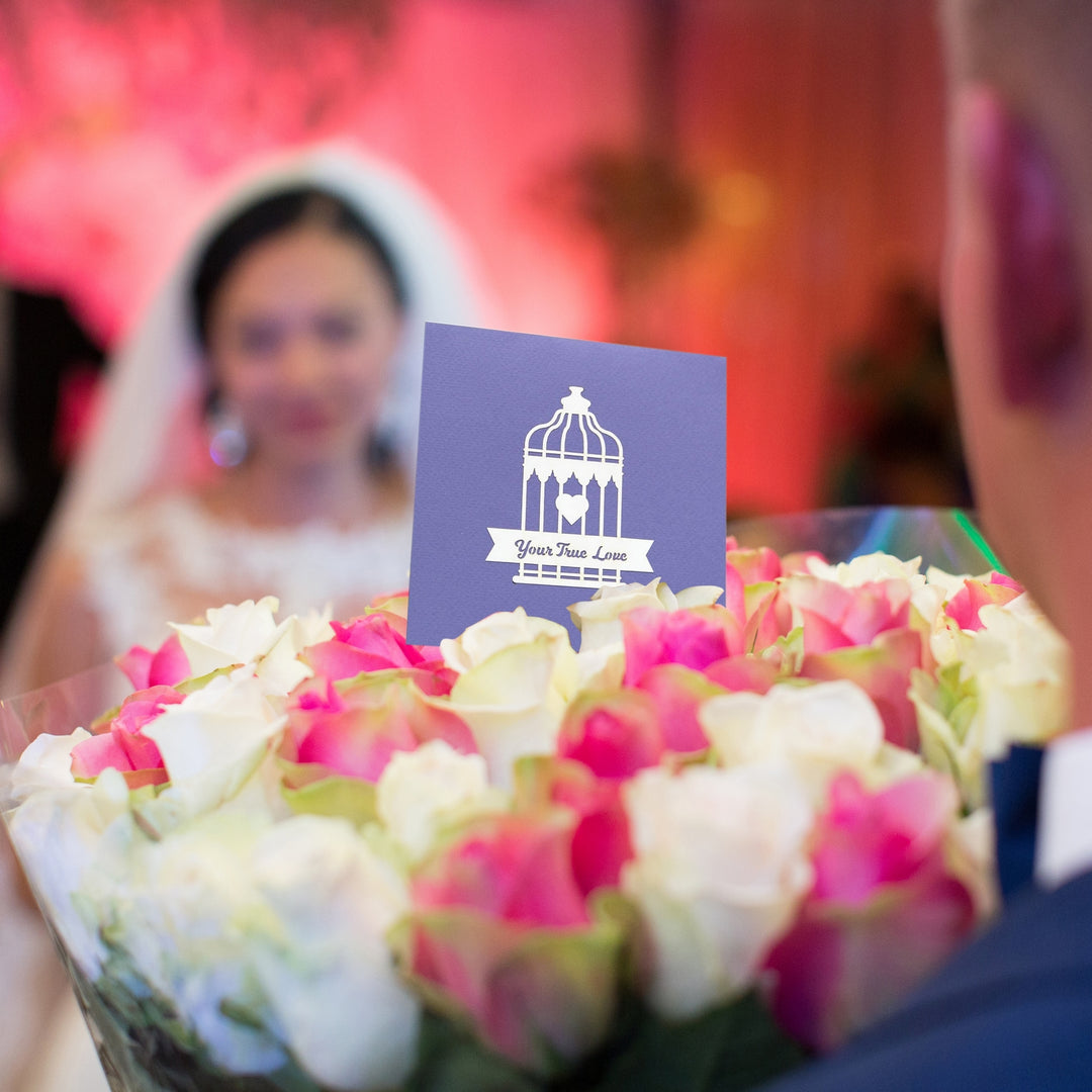 Bride & Groom Holding Hand Pop Up Card