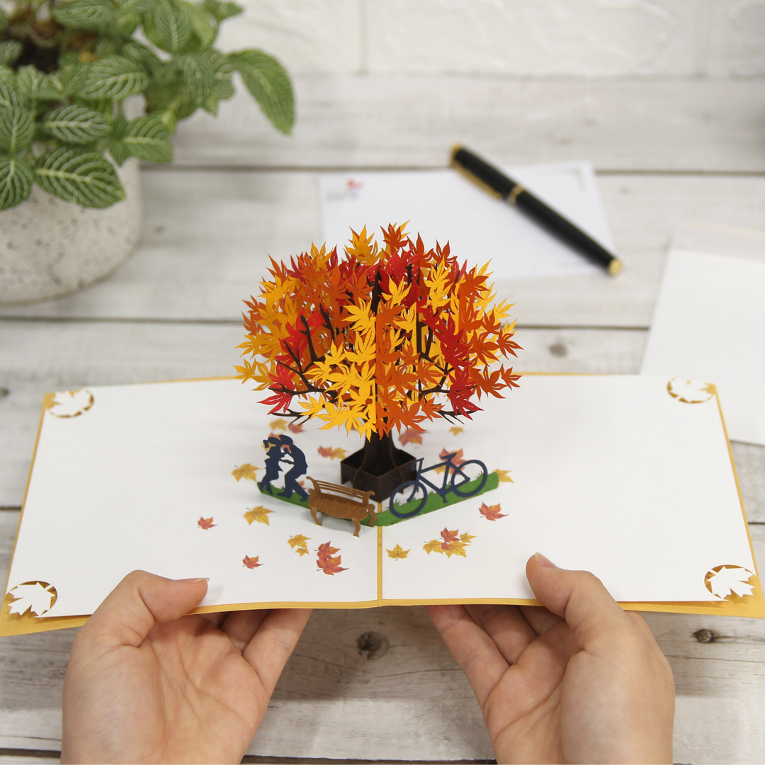Romantic Love with Maple Tree Pop Up Card