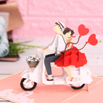 Load image into Gallery viewer, Romantic Couple on Vespa Pop Up Card
