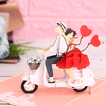 Load image into Gallery viewer, Romantic Couple on Vespa Pop Up Card