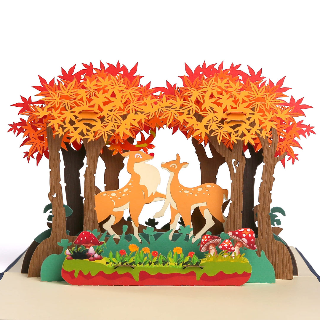 Adorable Deers Autumn Pop Up Card