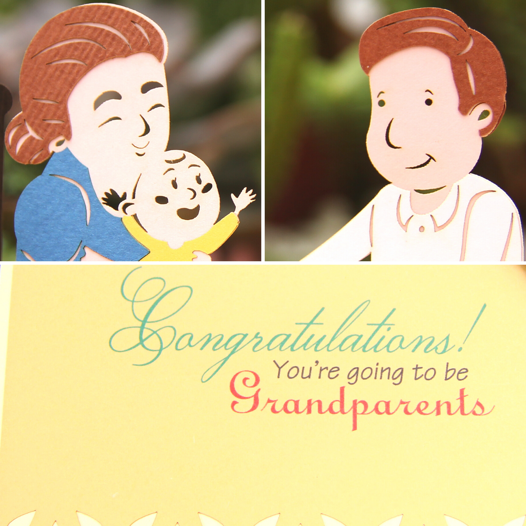 Grandparents with Baby Announcement Pop Up Card