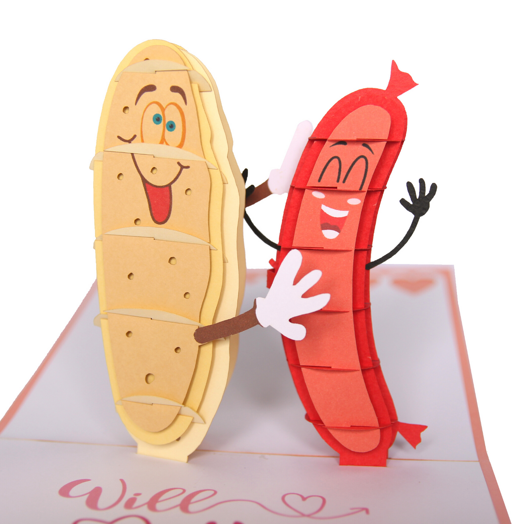 Hot Dog Bread Couple Pop Up Card