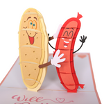 Load image into Gallery viewer, Hot Dog Bread Couple Pop Up Card
