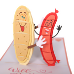 Load image into Gallery viewer, Hot Dog Bread Couple Pop Up Card