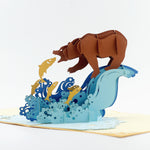 Load image into Gallery viewer, Bear Catching Salmon Pop Up Card
