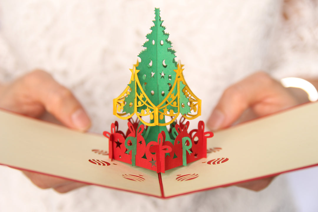 Christmas tree Greeting Pop Up Cards Set of 5