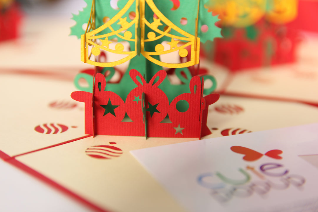 Christmas tree Greeting Pop Up Cards Set of 5
