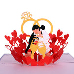 Load image into Gallery viewer, Bride and Groom Kiss in Wedding Party Pop Up Card
