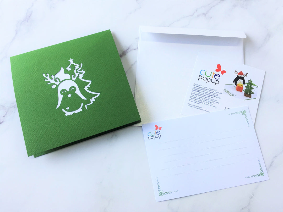 Penguin And Christmas Tree Pop Up Card