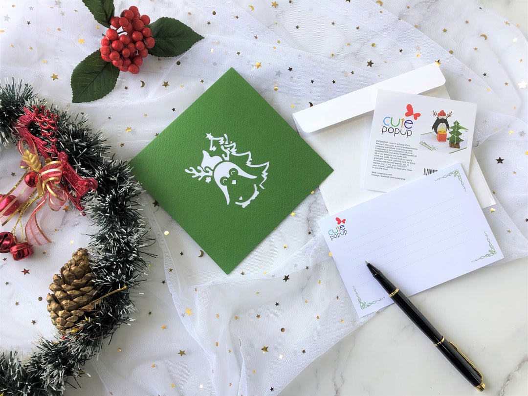Penguin And Christmas Tree Pop Up Card
