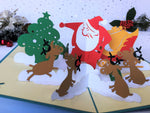 Load image into Gallery viewer, Santa Claus &amp; Reindeers Christmas Pop Up Card
