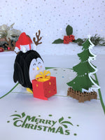 Load image into Gallery viewer, Penguin And Christmas Tree Pop Up Card
