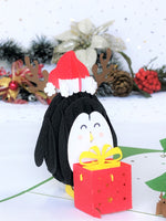 Load image into Gallery viewer, Penguin And Christmas Tree Pop Up Card
