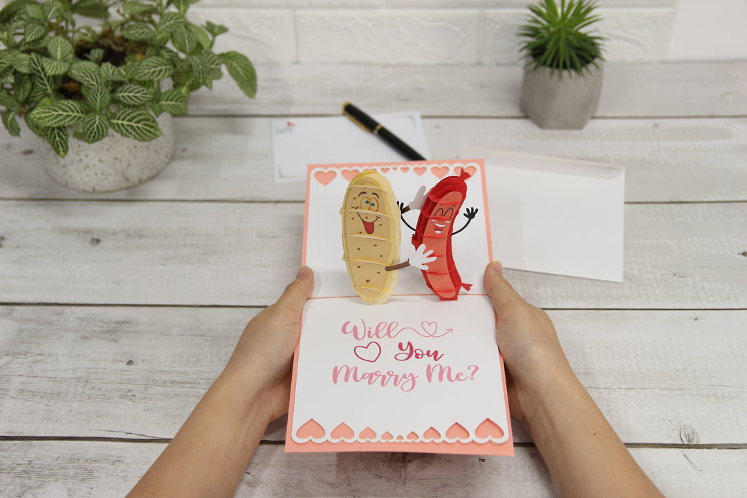 Hot Dog Bread Couple Pop Up Card