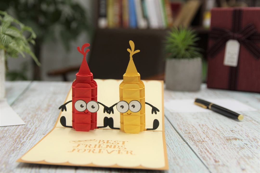 Ketchup and Mustard Best Friends Pop Up Card