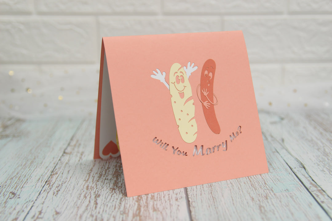Hot Dog Bread Couple Pop Up Card