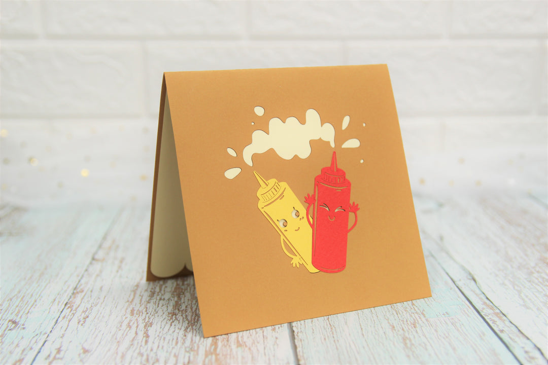 Ketchup and Mustard Best Friends Pop Up Card