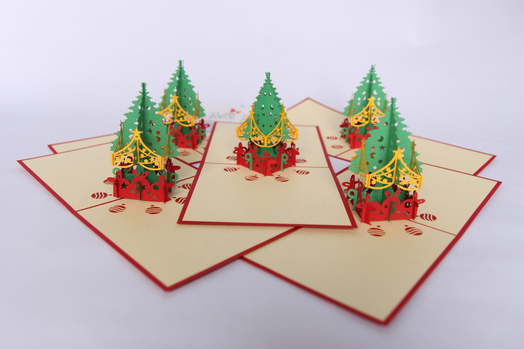 Christmas tree Greeting Pop Up Cards Set of 5