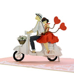 Load image into Gallery viewer, Romantic Couple on Vespa Pop Up Card
