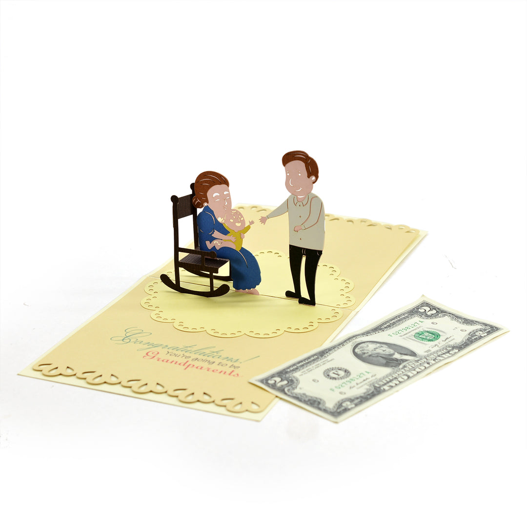 Grandparents with Baby Announcement Pop Up Card