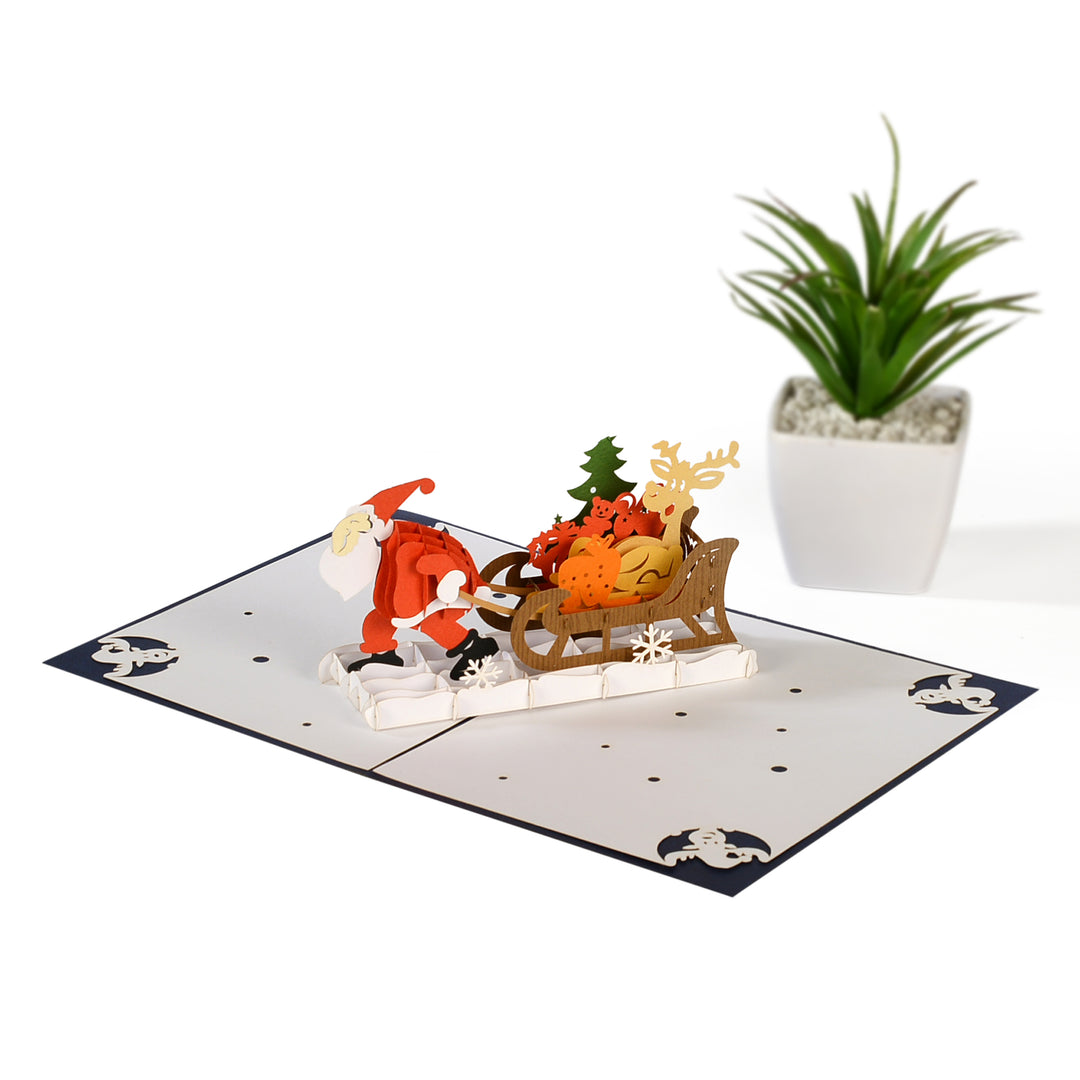 Funny Santa & Reindeers Christmas Pop Up Card